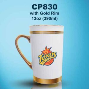 CP830 Gold Trim Ceramic Mug with Golden Handle