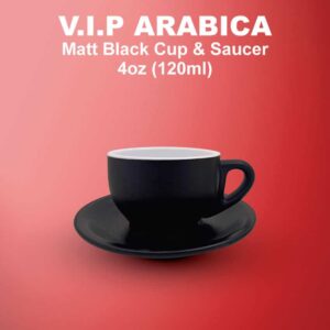 VIP Arabica 4oz Matt Black Cup & Saucer