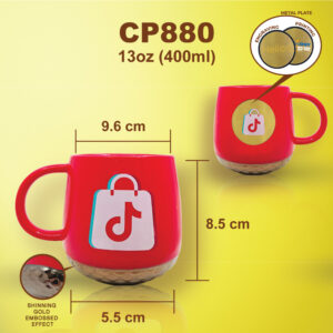 CP880 Embossed Based Red Mug
